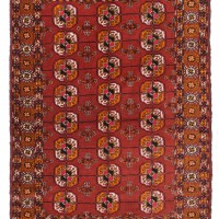 トルクメン ブハラ　 125x61cm 青山キリムハウス オールド 絨毯 テッケ・ブハラ C27024