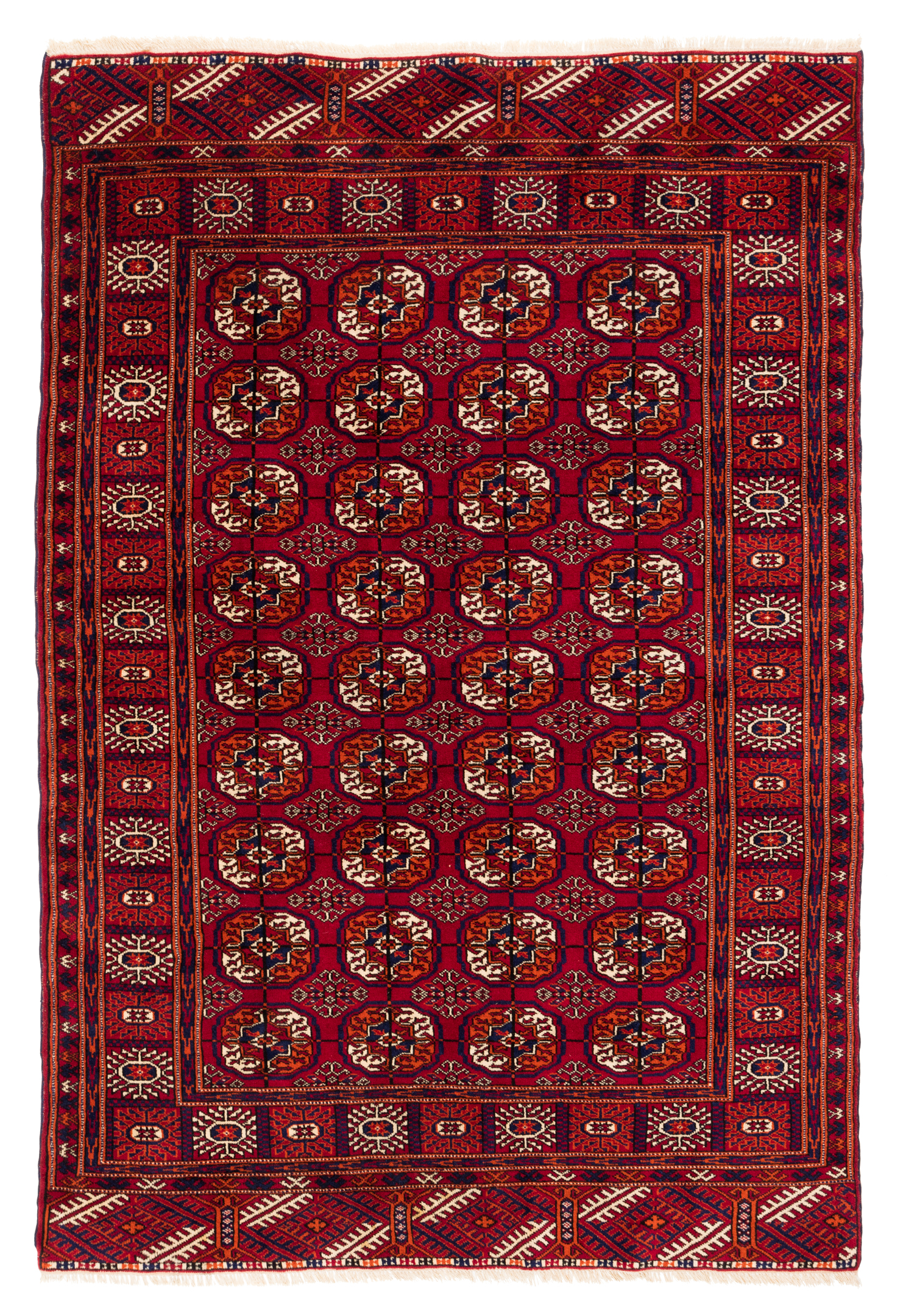 トルクメン ブハラ　 125x61cm 青山キリムハウス ブハラ テッケ オールド絨毯