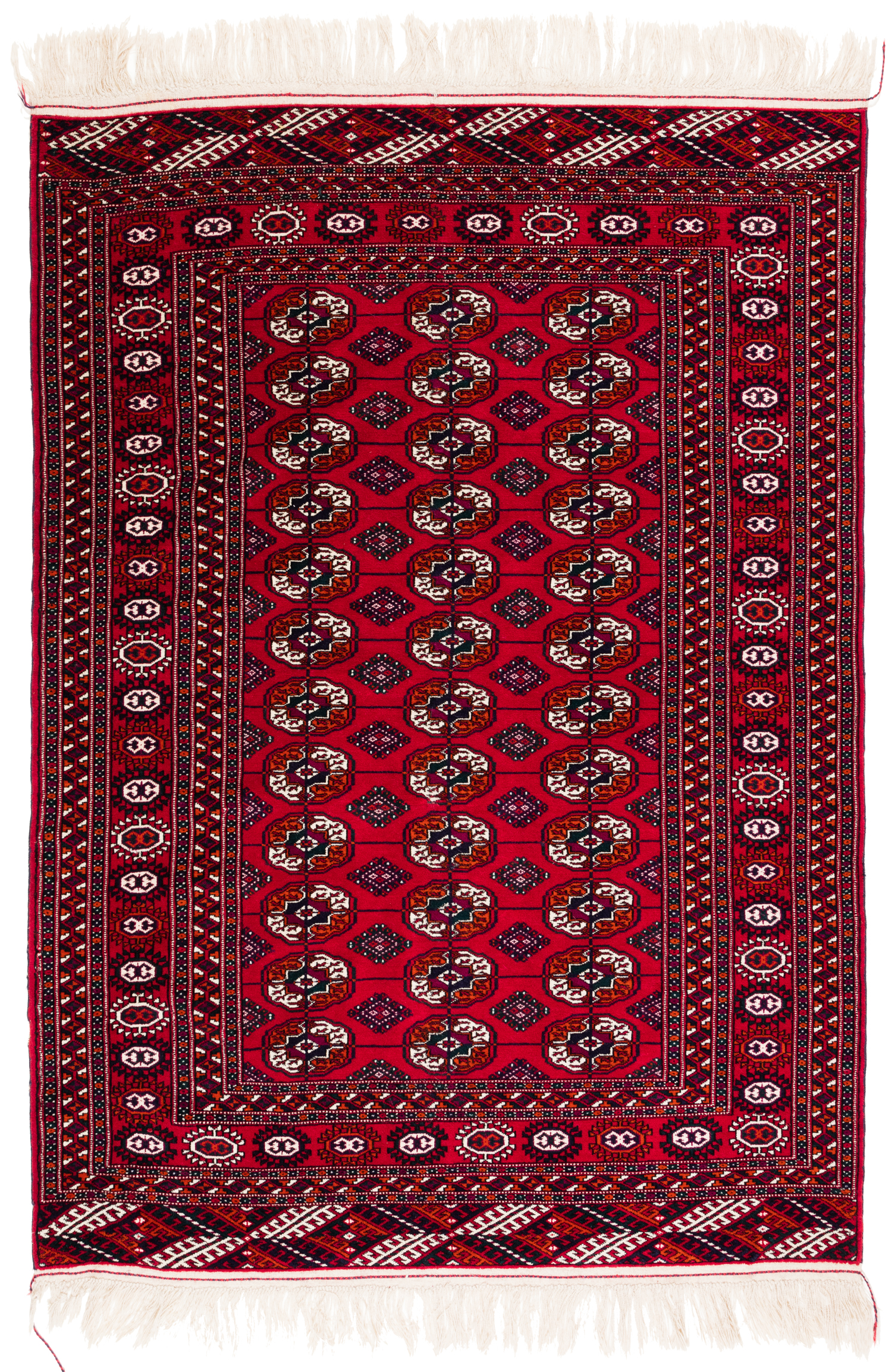 トルクメン ブハラ　 125x61cm 青山キリムハウス ブハラ テッケ オールド絨毯