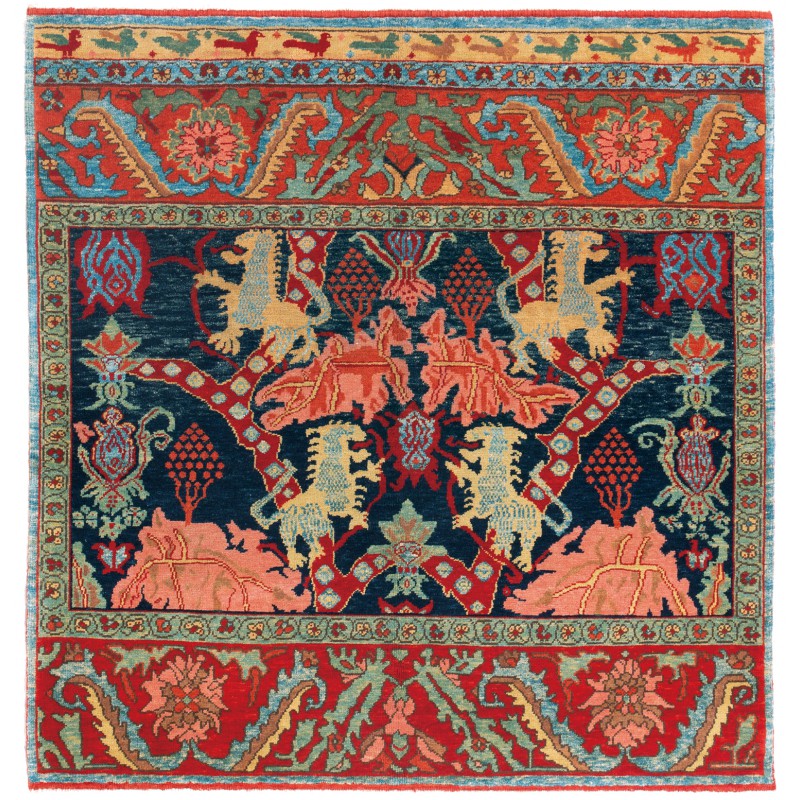 ライオンデザインのビジャール絨毯 Bidjar Rug with Lion Design