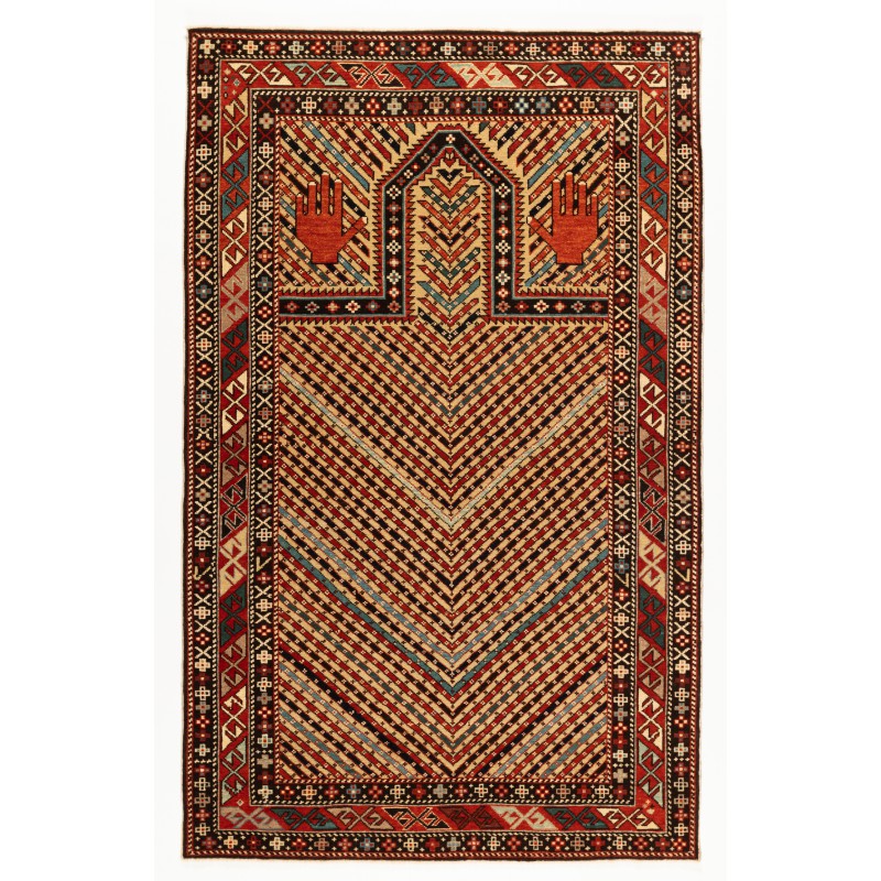 カラバフ地方の対角ストライプの祈りの絨毯 Karabagh Prayer Rug with Diagonal Stripes