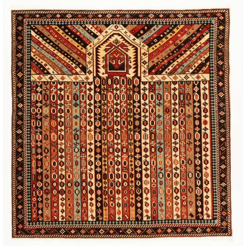 カラバフの縦縞の祈りの絨毯  Karabagh Prayer Rug with Vertical Stripes