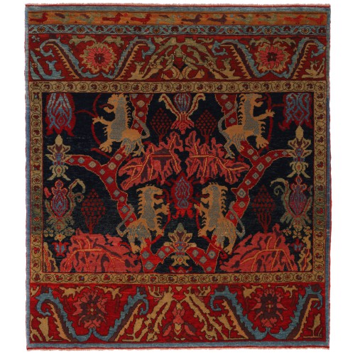 ライオンデザインのビジャール絨毯 Bidjar Rug with Lion Design