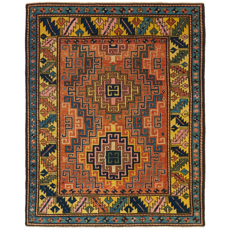 フック付きメダリオンのカザク絨毯 Kazak Rug with Hooked Medallions