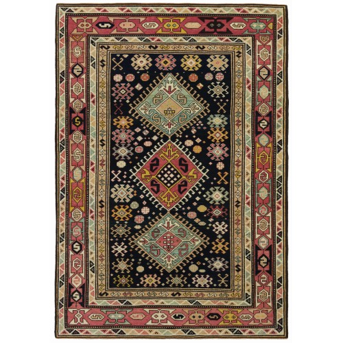 フック付きメダリオンのカザク絨毯 Kazak Rug with Hooked Medallions