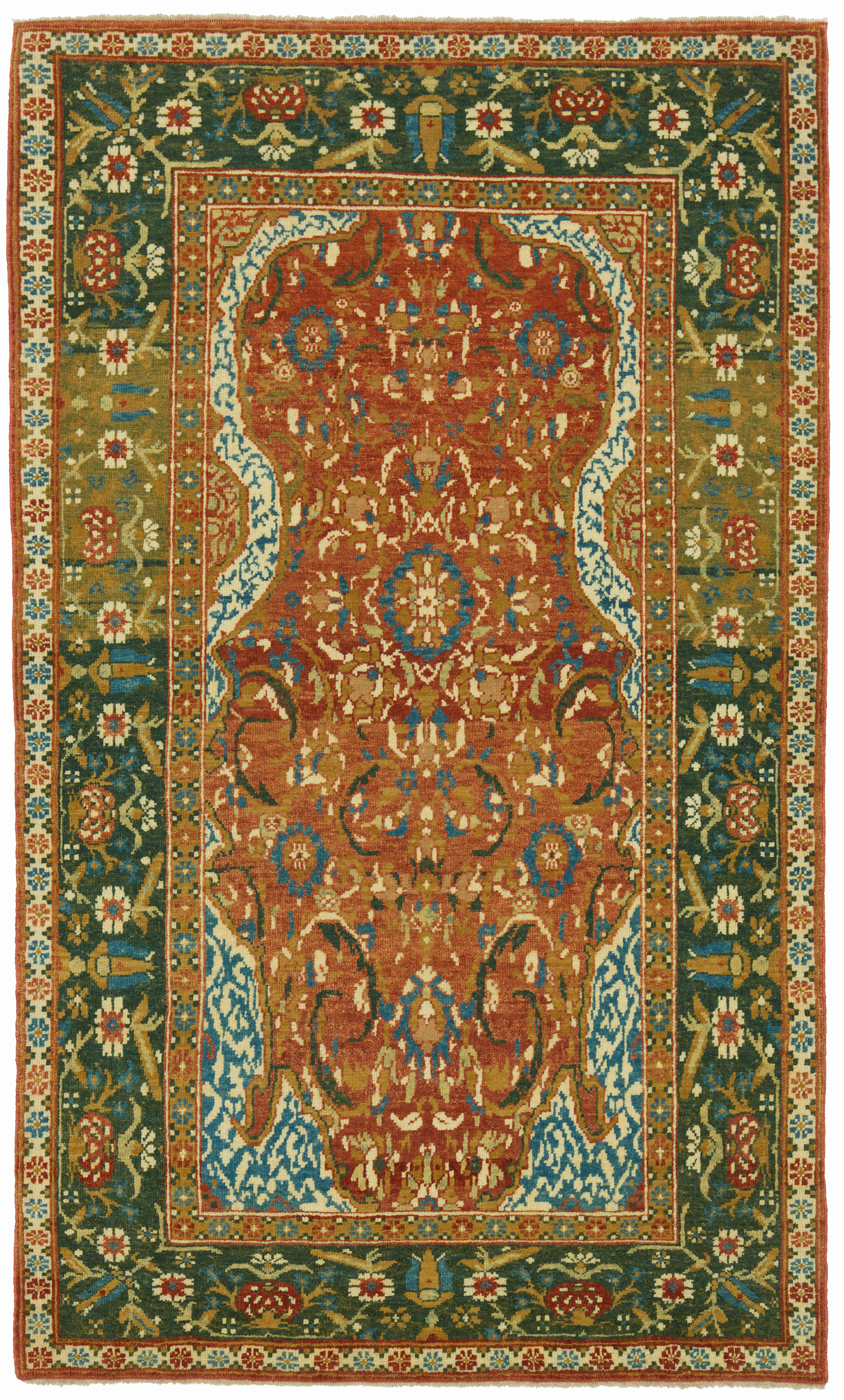 【Aphro】トルコ絨毯 トルコ絨毯｜手織りウール・カイセリ産（148×220cm）青 ブルー