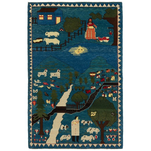 村のテーマのアゼリ民族の生活絨毯 Village Theme Azeri Folk Life Rug