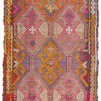 今では貴重な　アダナジジム　キリム　137x90cm オールドキリム/トルコ・アダナ約135×110cm - 手織り絨毯