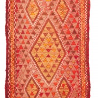今では貴重な　アダナジジム　キリム　137x90cm オールドキリム/トルコ・アダナ約135×110cm - 手織り絨毯