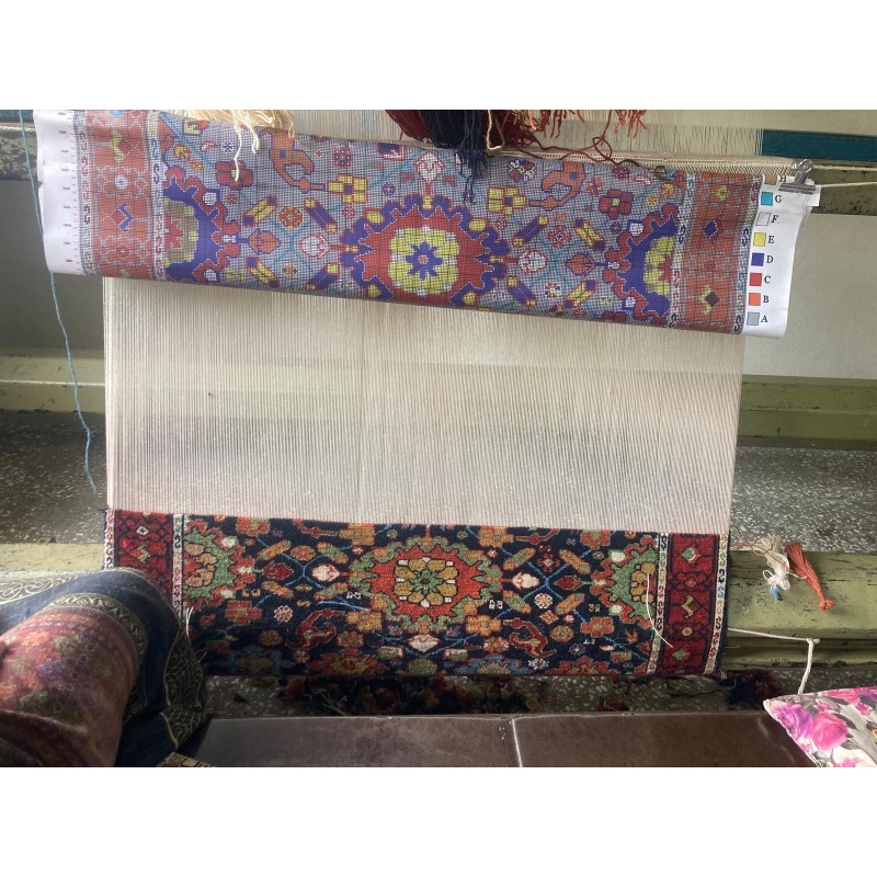 パルメットと花の格子模様の絨毯 - C50594 — 100 × 130 cm パルメットと花の格子模様の絨毯 - C50594 — 100 × 130 cm